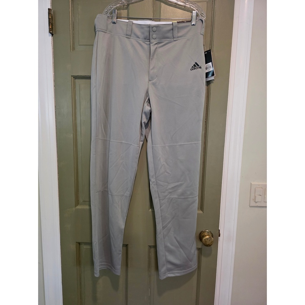 Adidas Mens Relaxed Fit Open Bottom Baseball Pants Grey AEROREADY Large NEW